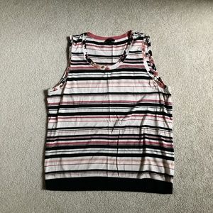 talbots womens lp striped sweater tank top floral